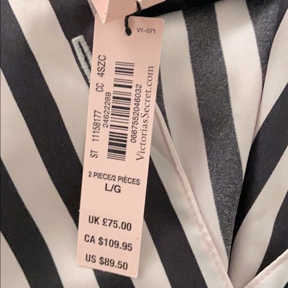 Victoria’s Secret Striped Silk PJs! Size L - Picture 3 of 3